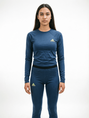 Комплект термобелья Adidas женский футболка длинный рукав 100% шерсть  A96161/A96163