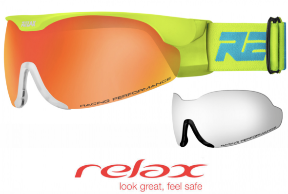 Очки-козырек RELAX CROSS зеленая оправа, оранжевая линза+запасная прозрачная линза,чехол  HTG34T
