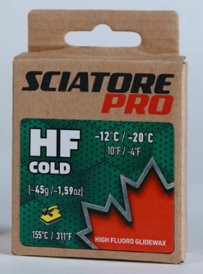 Твердый парафин HF COLD (зеленый) Sciatore Pro (с высоким содержанием фтора) -12C/-20C 45гр HFC45