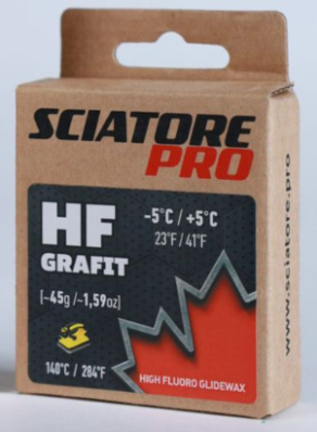 Твердый парафин HF GRAFIT (черный) Sciatore Pro (с высоким содержанием фтора) -5C/+5C 45гр HFG45