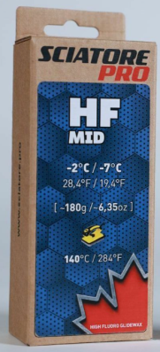 Твердый парафин HF MID (синий) Sciatore Pro (с высоким содержанием фтора) -2С/-7С 180гр HFMBL180