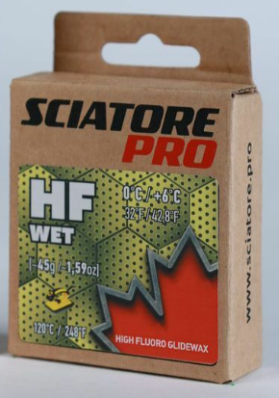 Твердый парафин HF WET (бледн желтый) Sciatore Pro (с высоким содержанием фтора) 0C/+6C 45гр HFWPY45