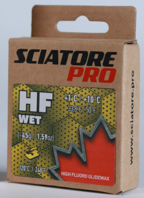 Твердый парафин HF WET (ярк желт) Sciatore Pro (с высоким содержанием фтора) +1C/+10C 45гр HFWPBY45